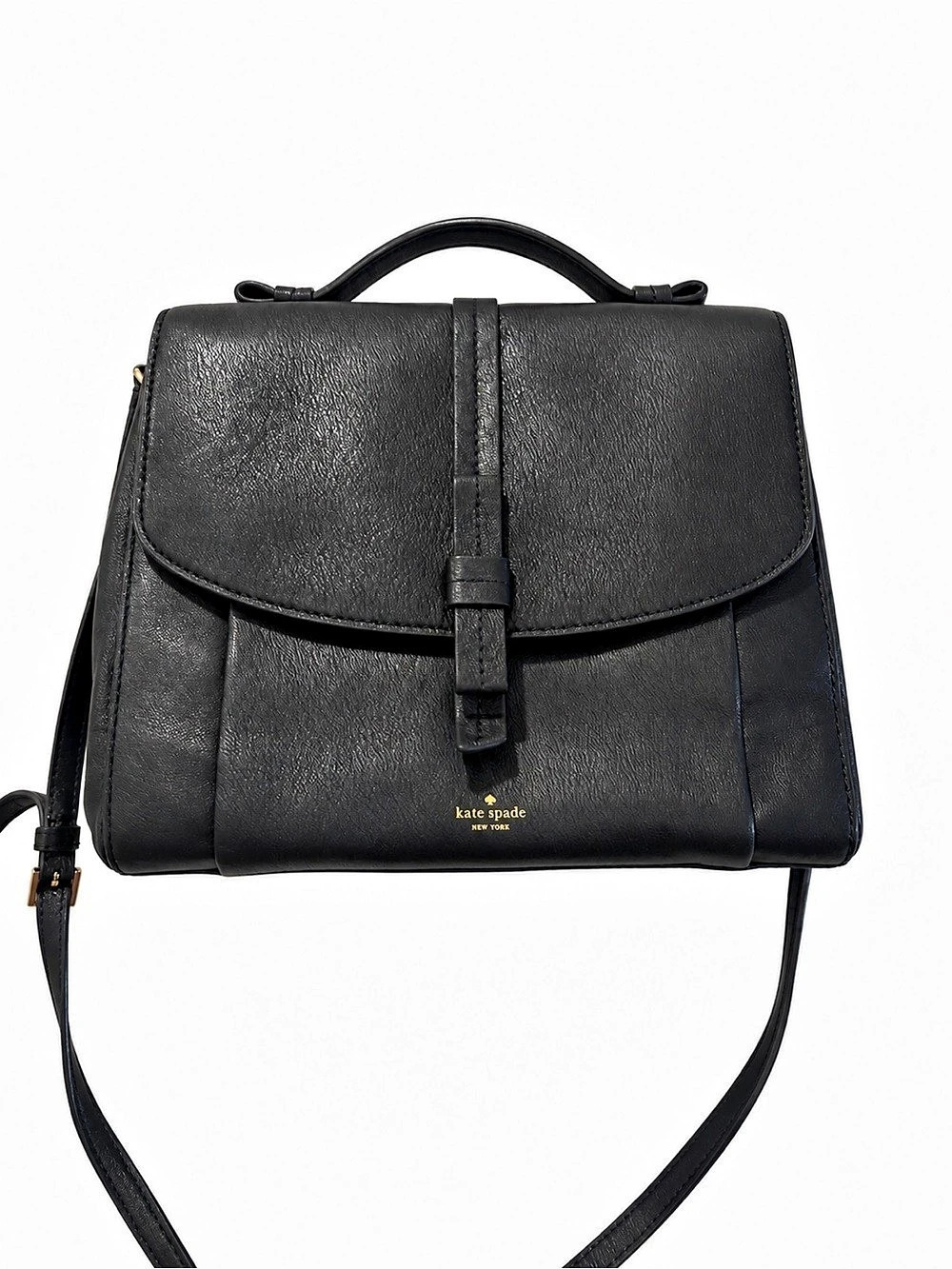 Kate Spade Randall Street Black Leather Crossbody Bag Top Handle Gold Hardware